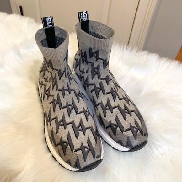 New Karl Lagerfeld Paris Sock Logo Boot Sneakers - Picture 4 of 8